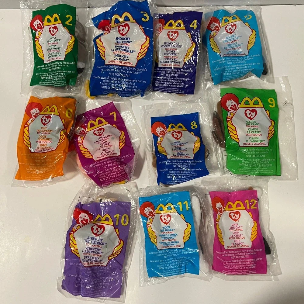 Vintage 1999 McDonalds Ty Teenie Beanie Babies Lot of 11 Sealed Happy Meal Toys